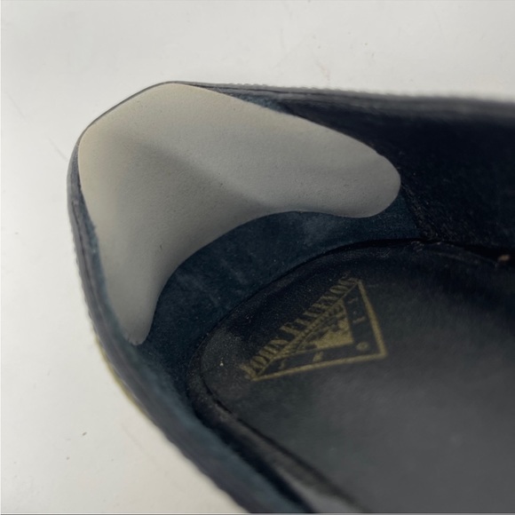 John Fluevog Miracles Cana Olive Green Suede Pumps Black Patent Details Size 9 - Picture 9 of 10